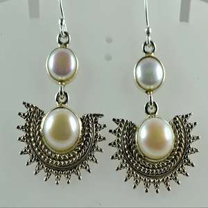 Freshwater White Pearl 925 Sterling Silver <b>Handmade</b> <b>Earrings</b> Boho June Birthstone Jewelry Perfect Birthday Gift for Her - Product Image 2