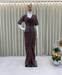 FANCY LISTO PARA USAR SECUENCIA TRABAJO SAREE CON KOTI Y BLUSA - Product Image 1