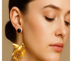 Lujo doble perforado latón borlas oreja alambre 18K chapado en oro cobre aro pendientes joyería de moda de F S Internacional - Product Image 1