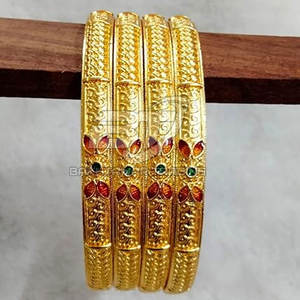 <b>Women</b> Gold Plated Bangles Set Traditional Custom Bridal Jewelry Elegant <b>Women</b> Bangles In Adult Size - Product Image 2