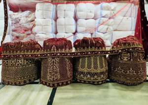 Stile indiano Pakistani <span class=keywords><strong>donna</strong></span> <span class=keywords><strong>matrimonio</strong></span> adulti <span class=keywords><strong>abbigliamento</strong></span> completo velluto Lehenga Choli Dupatta camicetta ricamo lavoro elegante <span class=keywords><strong>matrimonio</strong></span> - Product Image 5