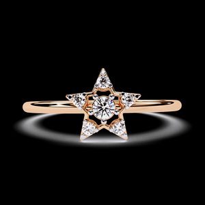 Anillo de Diamantes Naturales en Oro Amarillo de 14K de Primera Calidad, Diseño en Forma de Estrella, Joyería Delicada para Parejas, Regalo Elegante - Product Image 3