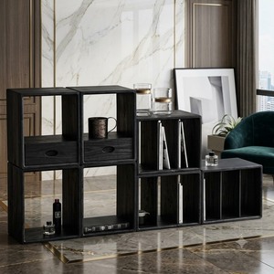 Ensemble de 10 boîtes de rangement modulaires modernes en bois d'acacia, empilables, étanches et écologiques pour salon et maison - Product Image 3