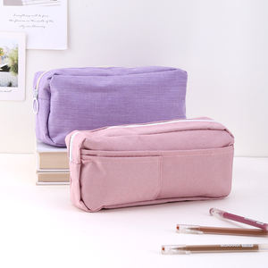 संगठन और शैली के लिए विभिन्न रंग प्रीमियम उत्पाद में बड़ी क्षमता डबल-लेयर कैनवास पेंसिल केस - Product Image 1