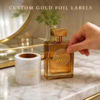 Autocollants en vinyle transparents avec logo imprimé imperméable, personnalisés, avec feuille d'or