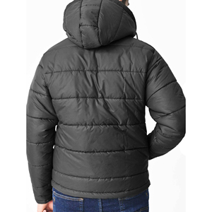 เสื้อแจ็กเก็ตขนเป็ดสำหรับผู้ชาย, มีฮู้ดปกตั้งมีกระเป๋ามีซิปสีดำสำหรับใส่เพื่อให้ความอบอุ่นกลางแจ้งโลโก้ออกแบบได้ตามต้องการ - Product Image 2