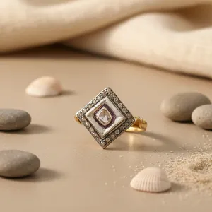 Bague de cocktail de luxe en argent 925 pour femme avec moissanite taille princesse sertie pavé, style classique, cadeau de fiançailles - Product Image 2