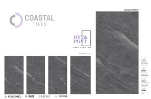 GEMMA NERO 9mm Carreaux en porcelaine polie 600x1200MM / 24X48 Carreaux en brique réfractaire de qualité supérieure au design moderne et classique certifiés CE - Product Image 2