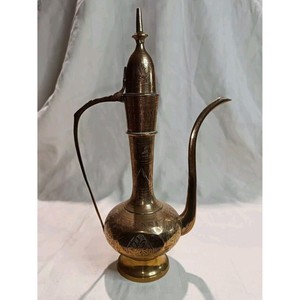 <span class=keywords><strong>1986</strong></span> Ấn Độ khắc Brass dallah ấm trà/Cà Phê nồi 12.5 inch cao biểu tượng tùy chỉnh - Product Image 1