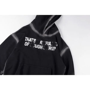 Sudadera con capucha con degradado negro de alta calidad, ropa de calle de estilo Vintage, Sudadera con capucha holgada para hombres - Product Image 1