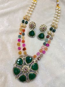 Ensemble de collier en laiton plaqué or Kundan traditionnel indien pour femmes et filles accessoires de bijoux de chaîne de perles - Product Image 3