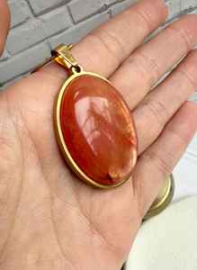 สร้อยคอจี้ควอทซ์รูปแตงโมที่สง่างามอัญมณีรูปไข่เครื่องประดับทำมือเป็นฉากทองสำหรับเธอ - Product Image 5