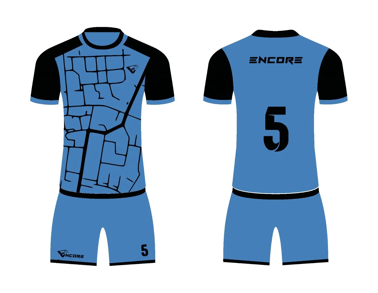 Encore Soccer Jersey Shorts Chemises de football personnalisées pour jeunes adultes avec numéro de nom d'équipe T-shirt