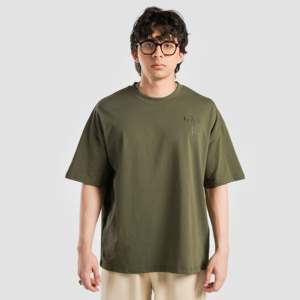 T-shirt Oversize ARR X GAI en Coton Biologique 100% Jersey 240g – Tissu Lourd, Tendance, Impression Vierge, Couleur Olive - Product Image 1