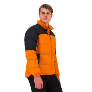 แจ็คเก็ตคอตั้งสีทึบของผู้ชายเสื้อโค้ทขนเป็ดแบบวินเทจ90% ลงมีฮู้ดแบบซิปปิดเสื้อลำลองเสื้อนอก OEM - Product Image 2