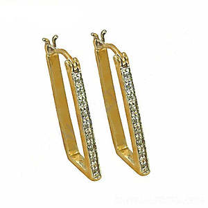 Boucles d'oreilles créoles rectangulaires pour femmes, plaquées or, avec accents de cristal, en alliage, pour mariage, fiançailles, occasions religieuses, cadeau parfait, bijoux - Product Image 1