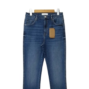Haute qualité coupe régulière grande taille femmes jeans décontractés mode été pantalon avec taille moyenne avant plat empilé techniques lavées - Product Image 1