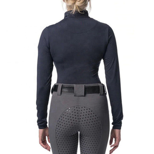 Camisa de equitación de manga corta para mujer, camisetas deportivas de compresión con Etiqueta Privada, pantalones ecuestres de nailon, capas base - Product Image 2