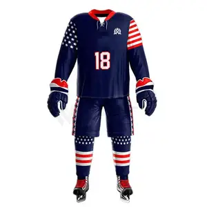 青年运动衫团队冰球制服出售透气独特设计顶级冰球制服制造商