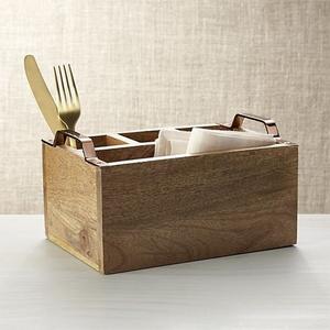 Fantastic Design Acacia Wood Serving Caddy Decorative <b>Kitchen</b> Organizer for <b>Storage</b> Tableware Cutlery Office Use-OEM Design - Product Image 6
