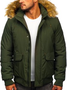 High Quality <b>Men's</b> Cotton <b>Green</b> Bomber <b>Jacket</b> Full Zip up Hooded Spring <b>Waterproof</b> Windproof Standard Thickness - Product Image 5