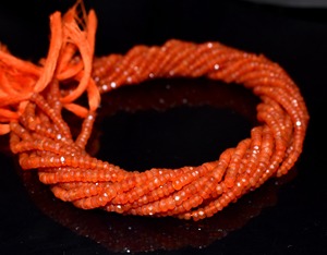 Perles rondes à facettes en cornaline naturelle de 4mm brins de pierres précieuses orange en vrac pour la fabrication de bijoux au prix de gros cristal en vrac - Product Image 5