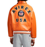 2025 unisexe recadrée Avirex Bomber veste personnalisée en cuir de vachette véritable vol américain rose toile authentique Avirex Design
