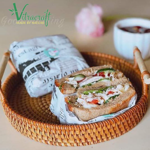 Plateaux en rotin faits à la main Plateau rond en rotin avec poignée L'ensemble comprend 3 plateaux de différentes tailles Aide à exposer les produits plus beaux - Product Image 2