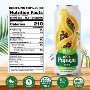 Bebida de Jugo de Papaya 100% VINUT, 500 ml - Bebidas Saludables, Sin Azúcar Añadida, Marca Blanca, Muestra Gratuita Disponible, Vietnam - Product Image 3
