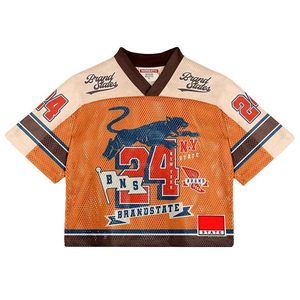 Maillot de football américain court en polyester 100% personnalisé uniforme en maille Streetwear surdimensionné avec maillot de football à manches courtes - Product Image 3