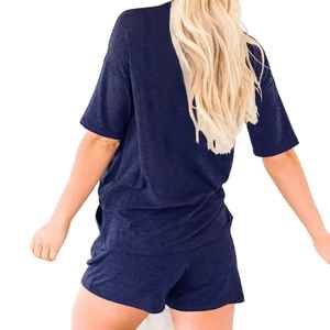 ชุดเสื้อผ้า2ชิ้นสำหรับผู้หญิงชุดเสื้อครอปและกางเกงขาสั้นเสื้อแขนสั้นแบบสั่งตัดสำหรับฤดูร้อน - Product Image 2