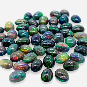 Natürlicher äthiopischer schwarzer Opal oval Cabochon Cabochon gemischte Größe und Form kalibrierter Edelstein