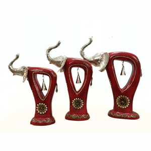 Ensemble de 3 pièces maîtresses de table en fer peint éléphant pour bureau à domicile et décor de salon - Product Image 1