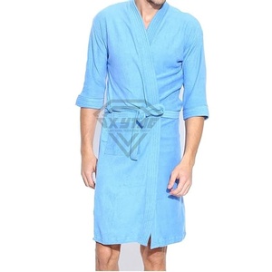Peignoirs d'hôtel directs d'usine Double couche 4 saisons polaire respirant Salon de beauté peignoirs en molleton confortables teints en plaine - Product Image 5
