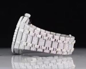 Luxury VVS Lab Diamond Hip Hop Mens <b>Watch</b> Glass Dial Display Day Function Stainless Steel Strap Stylish Iced Out Timepiece - Product Image 3