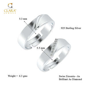 NOVAMART Fine Premium 925 Pure Sterling Silver Men's <b>Ring</b> Rhodium Plated with Diamond and Zircon Inlay Perfect Gift for <b>Couples</b> - Product Image 5