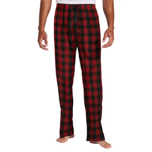 Pantalon de détente en flanelle décontracté pour homme, rouge, avec poches - Doux, 100% coton, respirant, vêtements de nuit pour se détendre au quotidien, vêtements de nuit confortables - Product Image 2