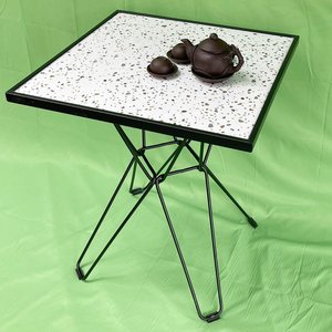 Table basse carrée de style ferme moderne pour salon, plateau en céramique durable, pieds en fer, design convertible - LAP CFD68101 - Product Image 5