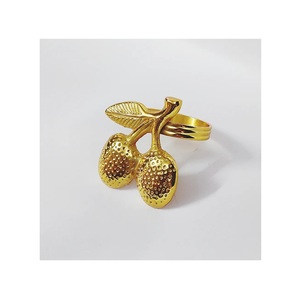 Servilletero de Metal chapado en oro, anillo en forma de hoja, precio al por mayor - Product Image 3