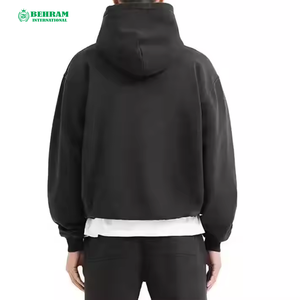 Sweat à capuche zippé unisexe streetwear, coupe courte, épaules tombantes, 100% coton molletonné/éponge française, séchage rapide - Product Image 1
