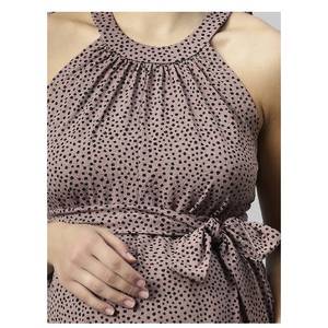 Robe de maternité élégante à usage quotidien avec décoration de ceinture confortable au genou pour les femmes respirant cou manches vacances Shoot - Product Image 3