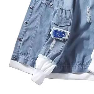 Sudaderas con capucha de mezclilla desgastadas de diseño personalizado para hombre 100% algodón forro polar con cremallera pulóver estampado térmico tallas XS XL 6XL incluyendo - Product Image 4