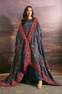 Authentic Soft Velvet Winter Shawl Rich <b>Embroidery</b> and Solid Pattern Polyester Ethnic Scarf <b>Material</b> - Product Image 6