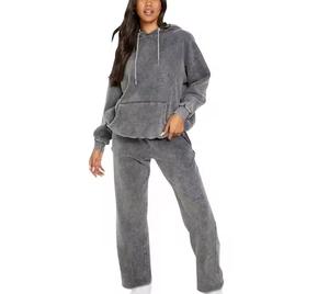 2025, ropa informal, conjuntos de chándales de gran tamaño para mujer, chándal de dos piezas con logotipo personalizado Asid Wash, ropa de entrenamiento, ropa para correr - Product Image 1