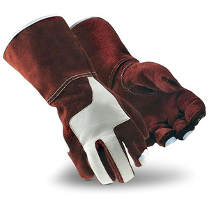 Meilleure fabrication gants de soudage en cuir de vachette à doigts entiers poignées confortables et résistantes protection respirante antidérapante - Product Image 1