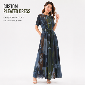 Robe plissée sur mesure, fabricant de vêtements pour femmes OEM, fournisseur de <span class=keywords><strong>robes</strong></span> à marque privée pour les marques de boutiques, production en petites séries - Product Image 1
