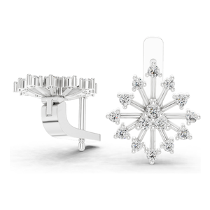 Boucles d'oreilles flocon de neige en diamant de laboratoire 0,546 CT, taille brillant rond, or 18 carats, 14 carats, 10 carats et argent 925, or rose, or jaune, or blanc - Product Image 5