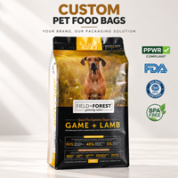 Composite personnalisé d'aliments pour chiens et chats avec fermeture à glissière à fond plat sac d'emballage d'aliments pour animaux de compagnie
