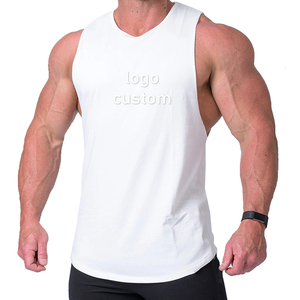 Personalizado 185g algodón + poliéster Colob bloque doble capa cuello Streetwear Tank Top hombres camisetas sin mangas - Product Image 3