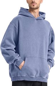 Sweat-shirts décontractés pour hommes en coton molletonné à séchage rapide et respirant, couleur unie, coupe régulière, effet délavé à l'acide - Product Image 6